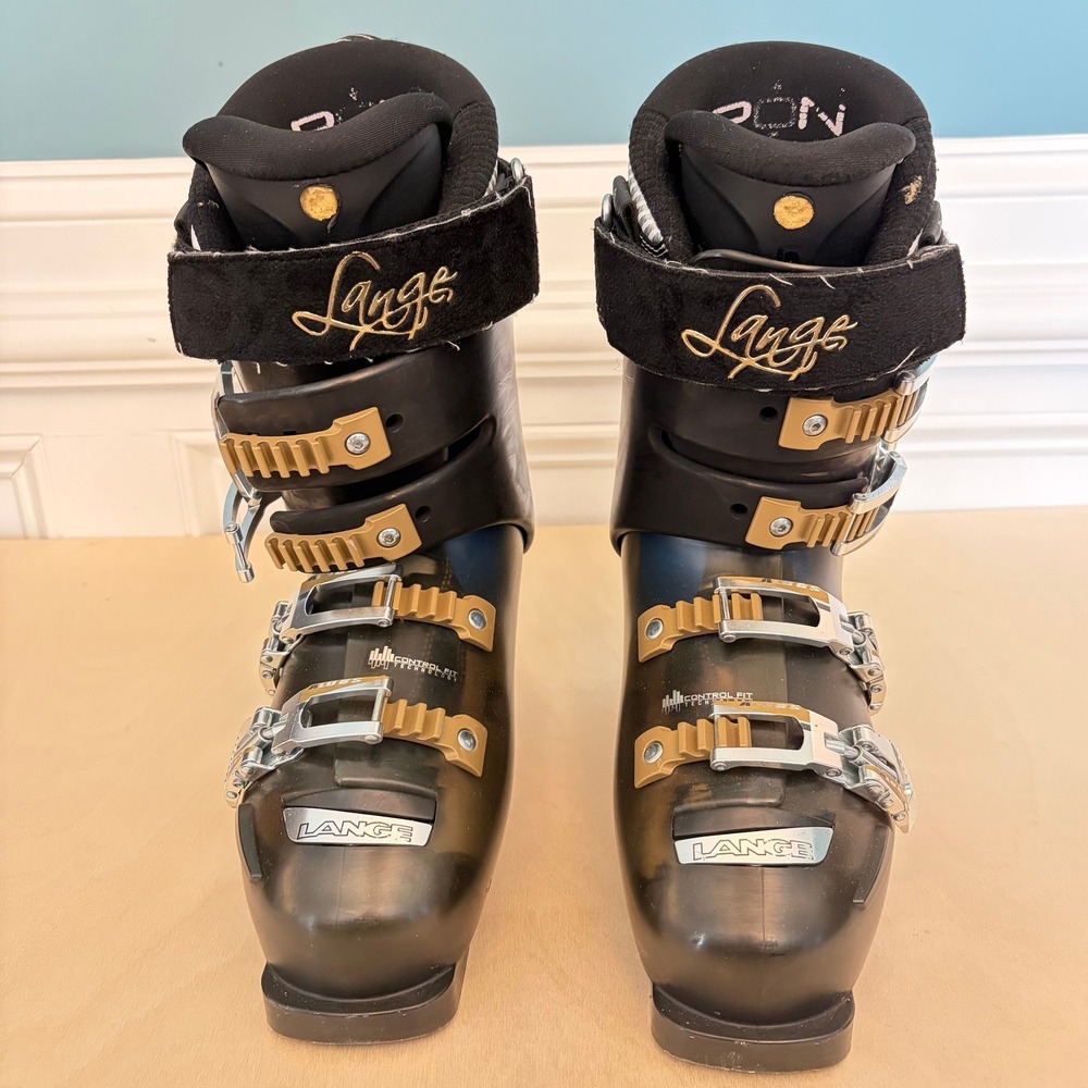Lange RX 90 Surefoot Womens 24.5 286 mm Black Gold Ski Boots Winter Sports